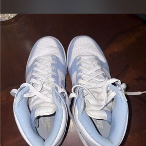 White and Light Blue High-Top Sneakers